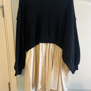 Black Sweater with Cream Skirt dress